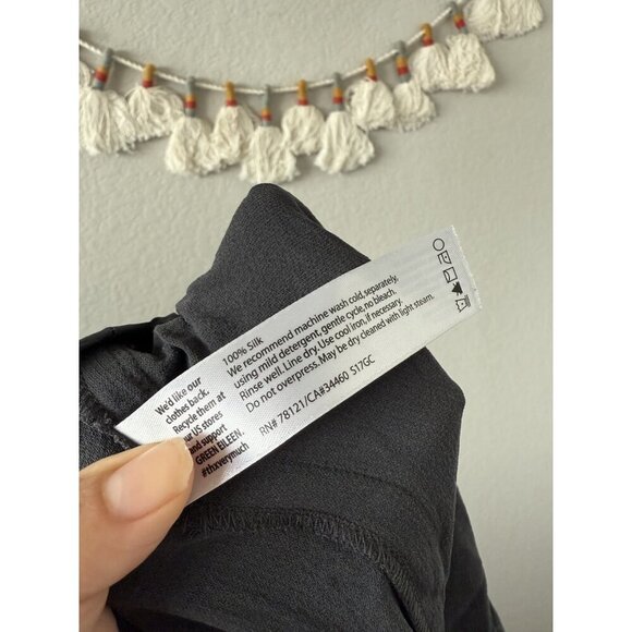 Eileen Fisher Silk Georgette Pull On Wide Leg Crop Pant Flowy Minimalist Coastal - Picture 8 of 9